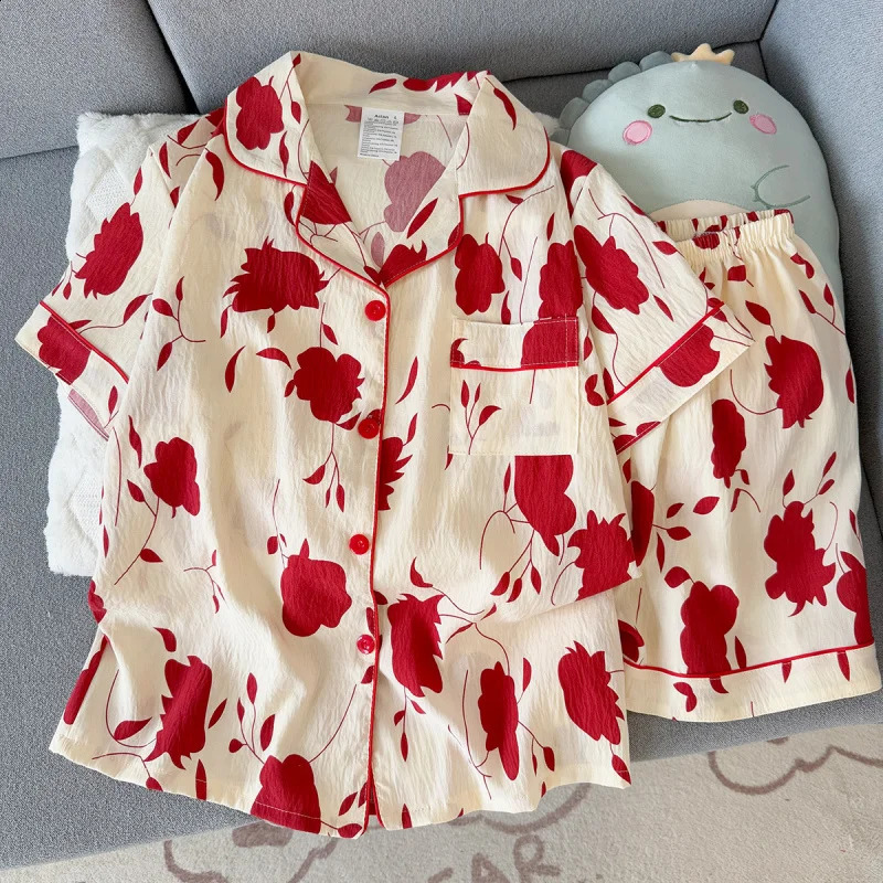 2 Summer shortsleeve pajama set for women comfortable and trendy shorts can be worn outside home wear 260625 - view 1