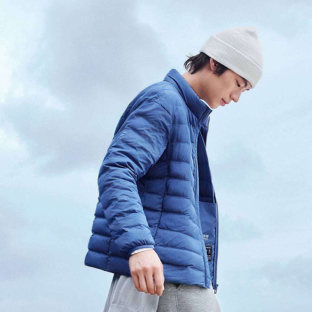 Lightweight Down Jacket Men Stand Collar Windproof Elastic Cuff Asian Fit With Pockets Smooth Zipper Winter Coat Bosideng W260626