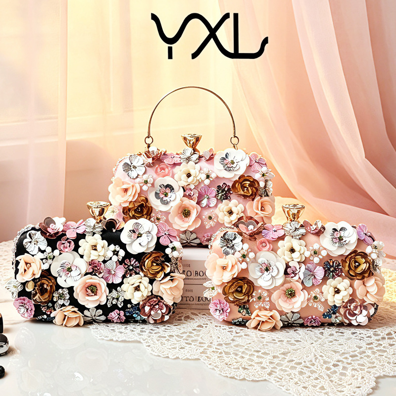 Hand-embroidered floral sequin vintage hand-held banquet cross-border evening bag, direct sales from Chaozhou manufacturer GLAMOR - view 3