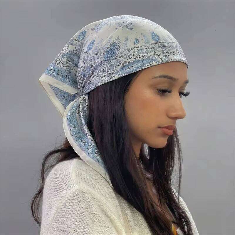 Luxury Printing Silk Square Scarf Women Neck Hair Tie Band Beach Hijab Kerchief Head Headbands Bandana Female Foulard 70cm 26Y06226 - view 4