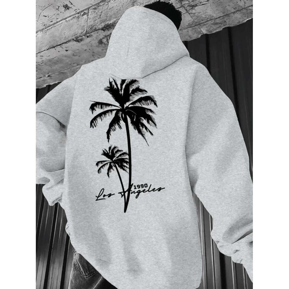 Coconut tree print fashion hooded minimalist style men's and women's sweatshirt holiday gift W260626 - view 7