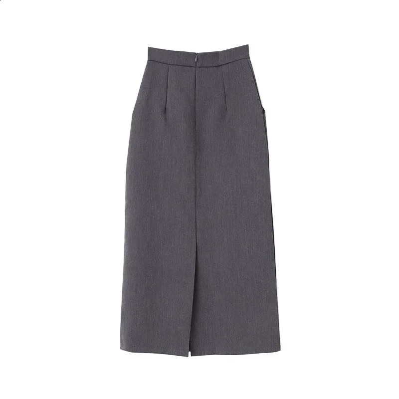 Sweater Coat Skirts Autumn and Winter Gray Back Slit Suit Skirt 260626 - view 7
