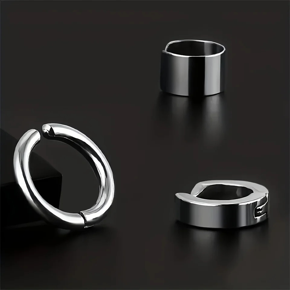 2pcs Unisex Fashion Stainless Steel Magnetic Cubic Zirconia Ear Clips Nonpiercing Adjustable Clipon Earrings for Men Women 260623 - view 3