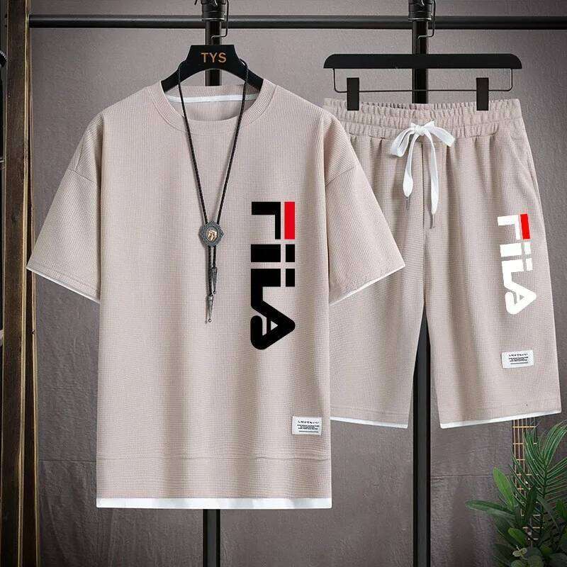 2026 Summer Men's Casual T-shirt+Shorts Waffle Fashion Short Sleeve Shorts Two sets of Sports Loose Set 26Y0626 - view 6
