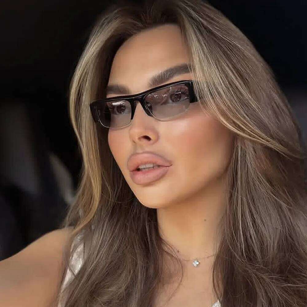 vintage half frame small square sunglasses for women new fashion clear eyeglasses ladies trendy gradient outdoor sun glasses 26Y0626 - view 4