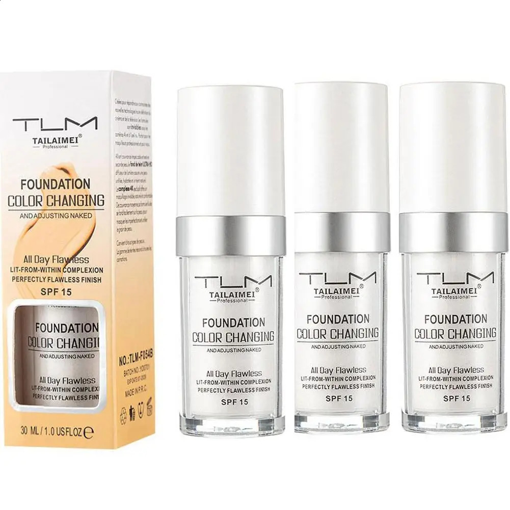 1/2/3PCs Color Changing Foundation Temperature Liquid Foundation Naturally Blends Moisturizing Foundation Makeup Waterproof 260625