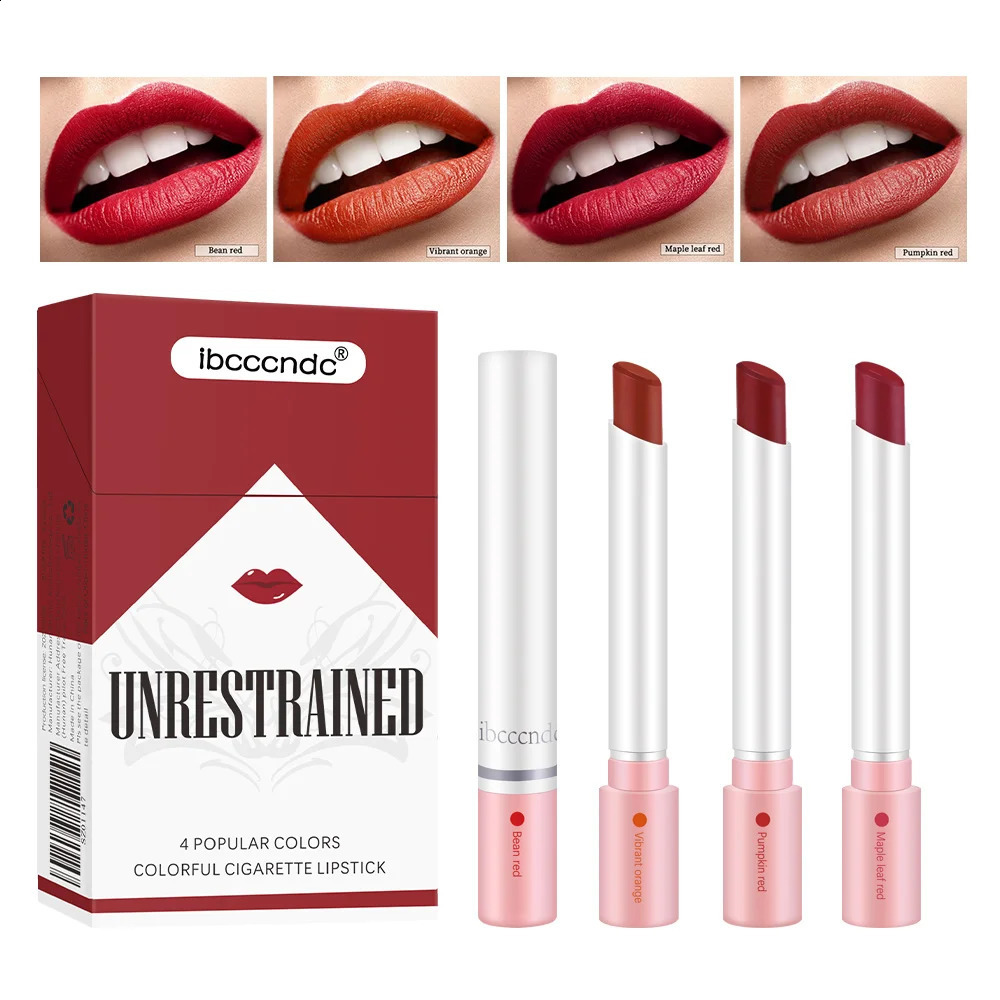 4 Colors Lipstick Set Velvet Matte Waterproof Long-Lasting Lip Tint Gloss Non-Stick Cup Cigarette Lipstick Kit Woman Makeup 260626