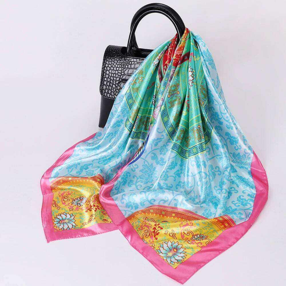 1pc Minimalist Bohemian Printed Satin Square Scarf New Women Fashion Bandana Headband for Daily Casual Elegant Headscarf Shawl 26Y06226 - view 7