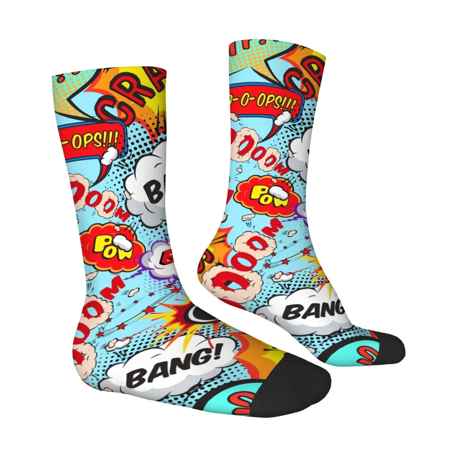 Pop Art Comic Style Socks Non Slip Stretchy Breathable Mens Casual for Travel Running Retro Trendy Party Hip Hop 260622 - view 6