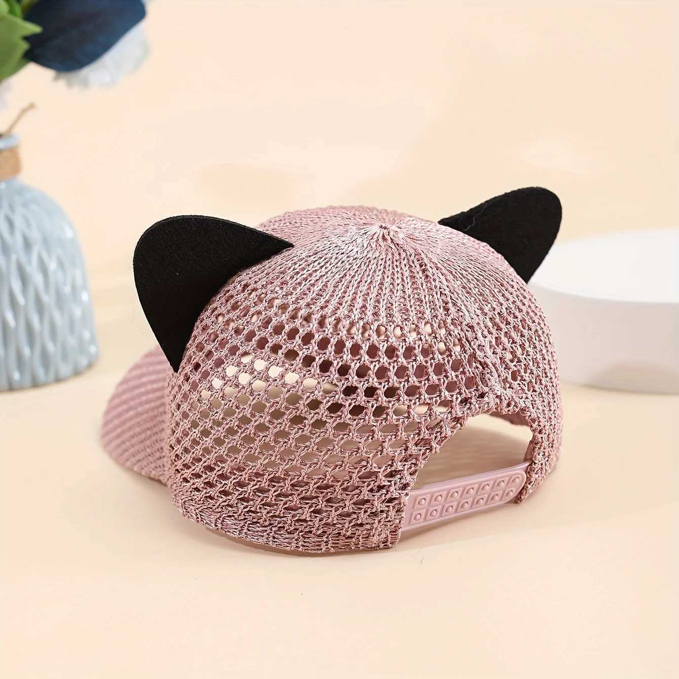 Cute Mesh-Accent Cat-Ear Baseball Trendy Womens Summer Hat featuring a Lightweight Breathable and Openwork Design M260626 - view 4