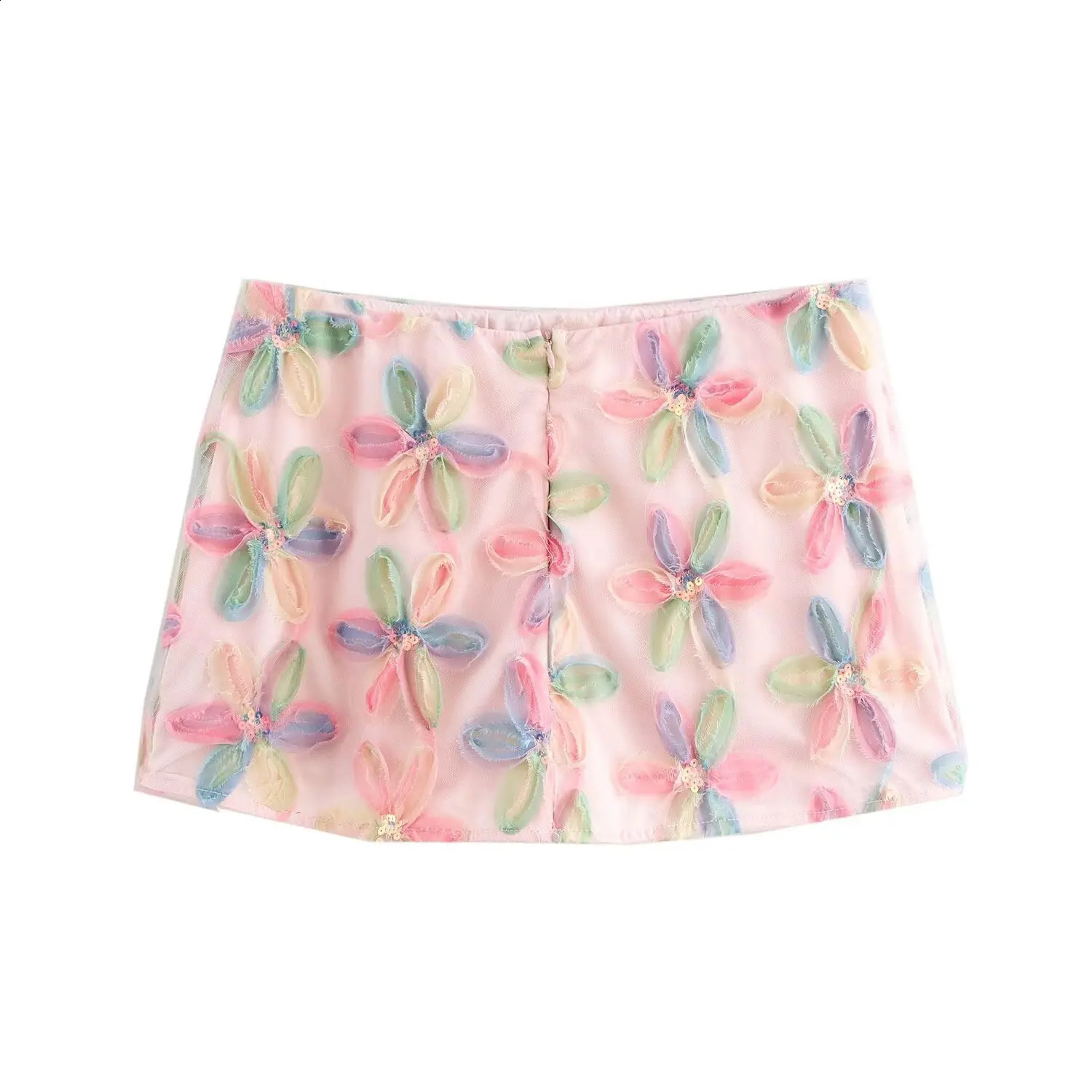 2026 INS Style 3D Colorful Flower Mini Skirt Women Kawaii ALine Zipper Short For Party Streetwear 260626 - view 3