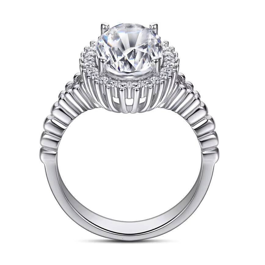 Factory Jewelrys Stylish 925 Sterling Silver Gemstone Ring 18K Gold Plated 5A Moissaniteia Moissanite Inlay for Weddings Parties - view 5