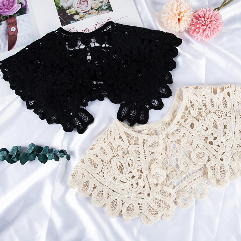 Hollow Crochet Lace Detachable Collar Shawl O-Neck Doll False Collar Shirt Women Hollow Crochet Lace Detachable Collar 260625 - view 3