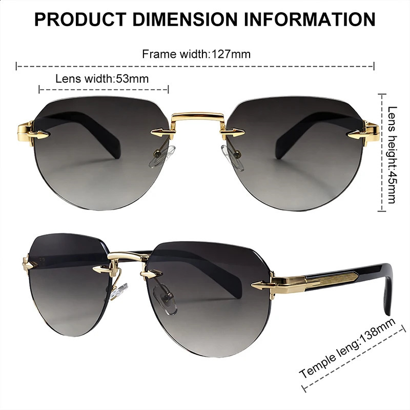 Polygon Punk Rimless Sunglasses Women 2026 y ner Vintage Geometric Oval Sun Glasses for Ladies Square Eyewear 260626 - view 7