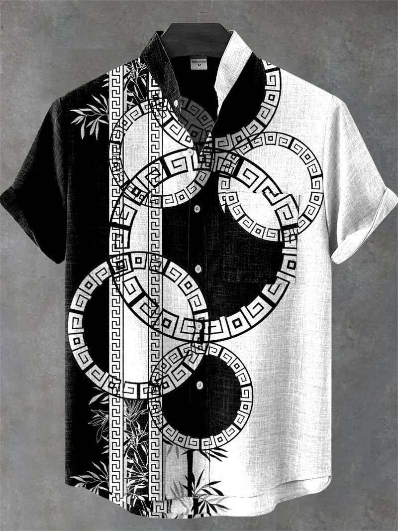 Men's Casual Shirts Polo New Vintage Ethnic Tribal Short Sleeve Mesh Top Casual Holiday Fashion Men's Shirt Hawaii