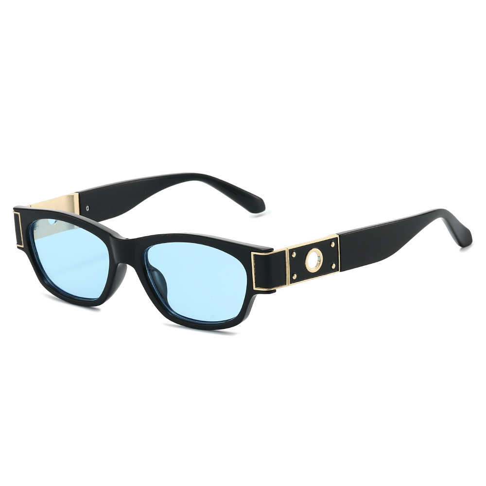 New Square Frame Sunglas, 2026 European And American Style, Unique Small Rectangular Round Hole, Narrow Frame, Fashionable Foreign Trade - view 4