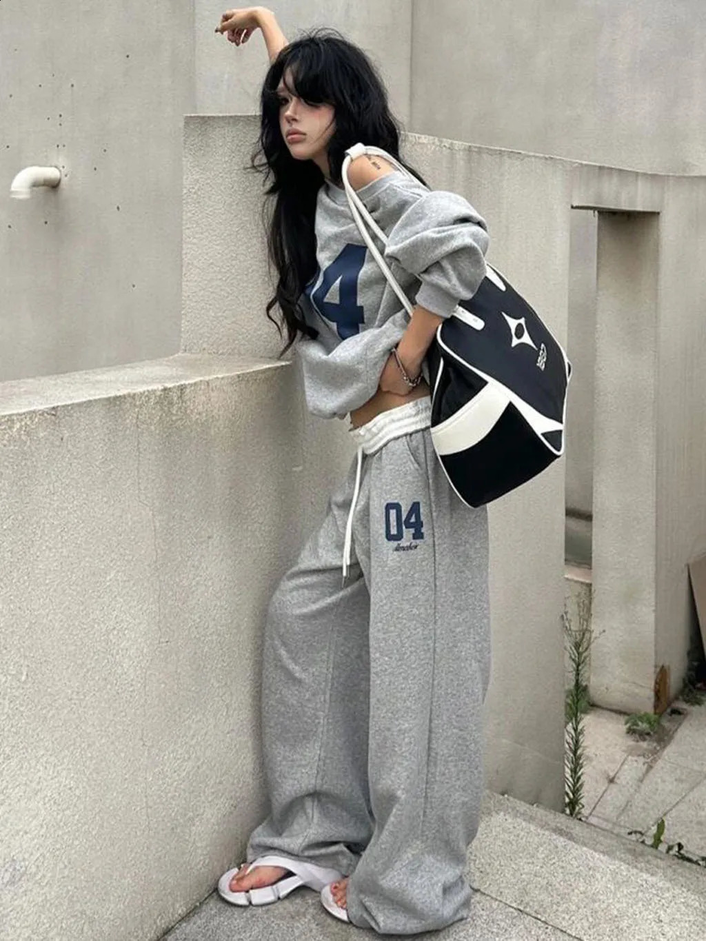 American fashion retro sportswear pants are suitable for women in spring and summer Midwaist sagging casual loose pa 260625 - view 5