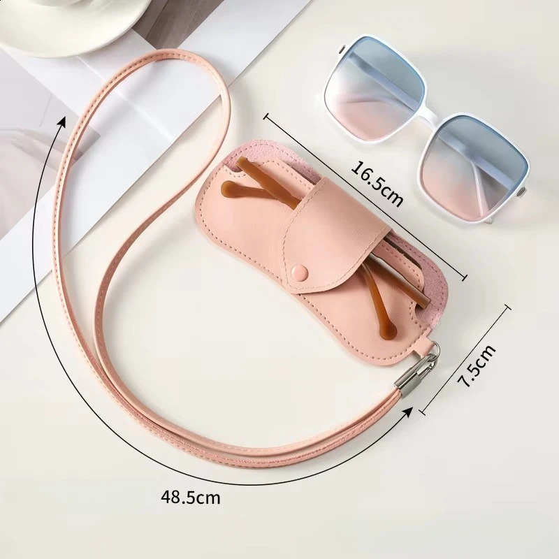 Hanging Neck PU Leather Glasses Bag Street Trendy Sunglasses Storage Bag Convenient for Going Out Eyewear Case Protective Cover 260625 - view 3