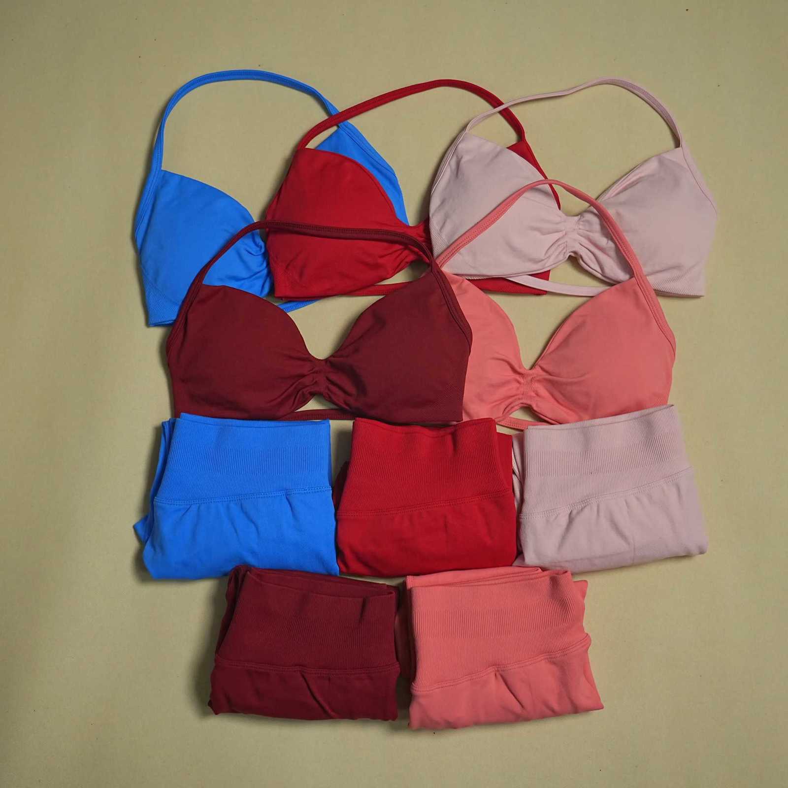Yoga Womens 2Pcs Workout Suit Sports Underwear Slim Fitness Leggings Cycling Running Clothes Breathable Seamless Sportswear M260626 - view 6