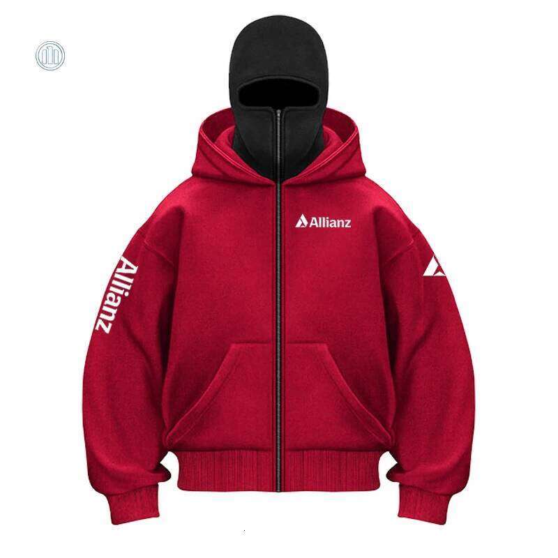 2026 Allianz logo Autumn/Winter Men's Zipper Windproof Double Hat Thick Coat Solid Color Casual Sports Hoodie W260626