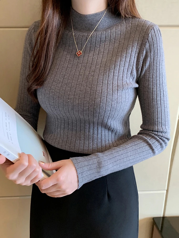 2026 Autumn Winter Knitted Ribbed Jumper Tops Women Turtleneck Pullovers Sweaters Long Sleeve Korean Slimfit Female Sweater 260626 - view 6