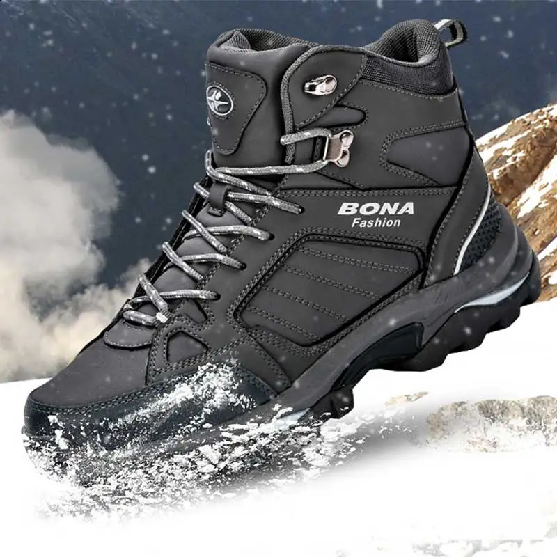BONA Men Boots Anti-Skidding Leather Shoes Men Comfy Spring Autumn Men Shoes Short Plush Snow Boots Durable Outsole 260626 - view 4