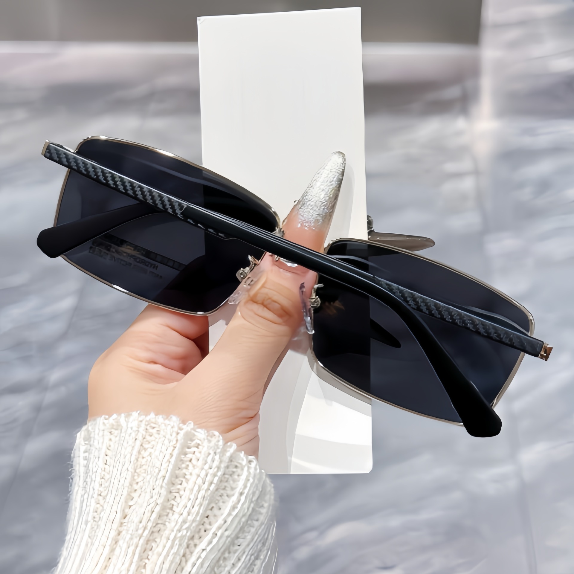 trendy designer frame uv protection versatile use square polarized goggles - view 3