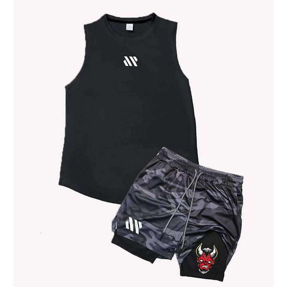 Summer Breathable Sports Men's Sleeveless Shorts Loose Quick Drying T-Shirt Short Quarter Pants Casual Running Suit 2025 26Y0626 - view 4