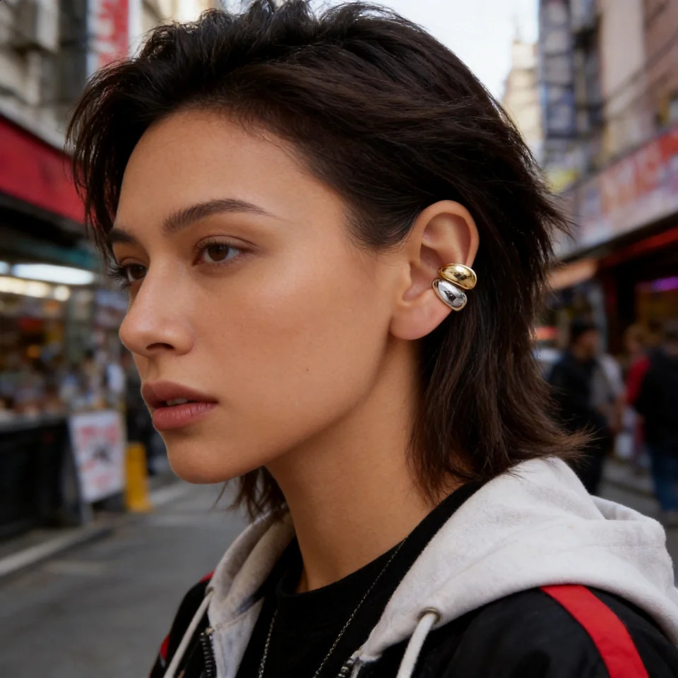 y Ear Cuff Faux Piercings Minimalist Clip Earring Hollow Bone Clamp boucles doreilles femme Unisex Jewelry Gift 260623 - view 3