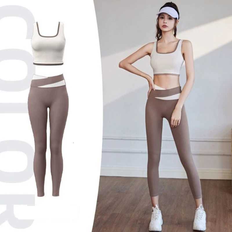 Color Women Stretchy New High Block 2 Piece Yoga Sets Push Up Shockproof Skin-Friendly Breathable Running Sports Matching Sets M260626 - view 3