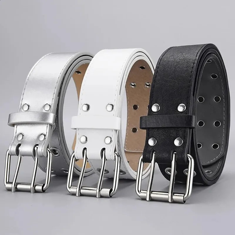 1pc Womens Belt Trend Simple Double Hole Men Belt Punk Hip Hop Rock Style Subculture Y2K Belt Punch Free Belt for Men and Women 260626 - view 6