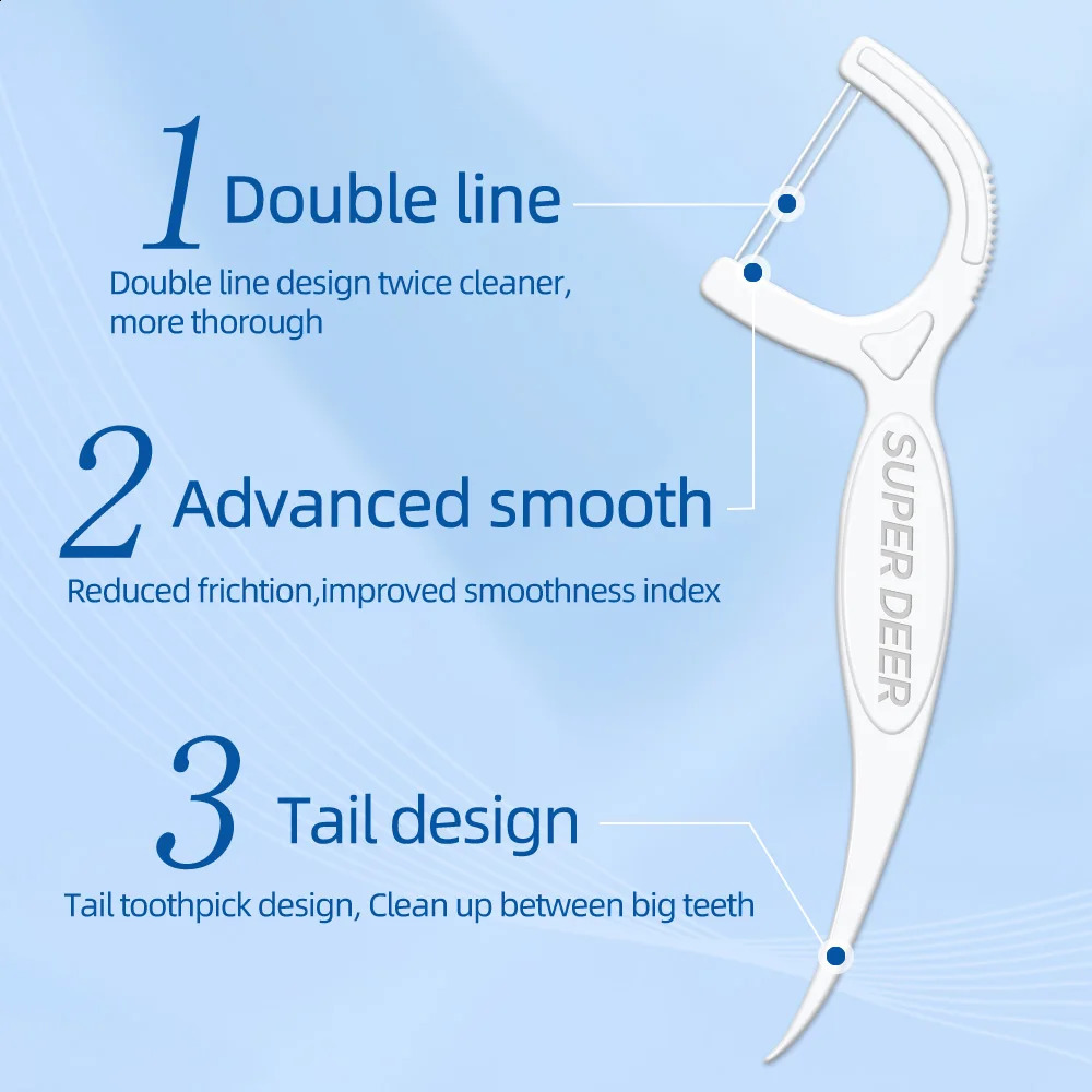 125 Bag Super Deer Disposable Dental Floss Twin line Toothpick Hightension Stick Box Oral Care 260626 - view 4