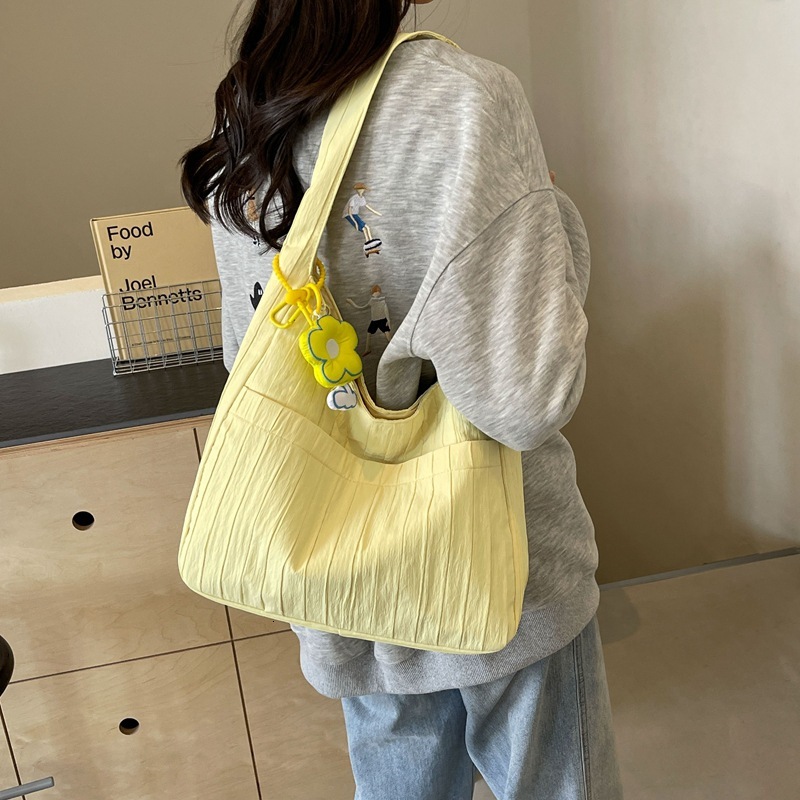 New Korean Style Floral Decor Women Tote Bag, Large Capacity Commuting Underarm Shoulder Handbag