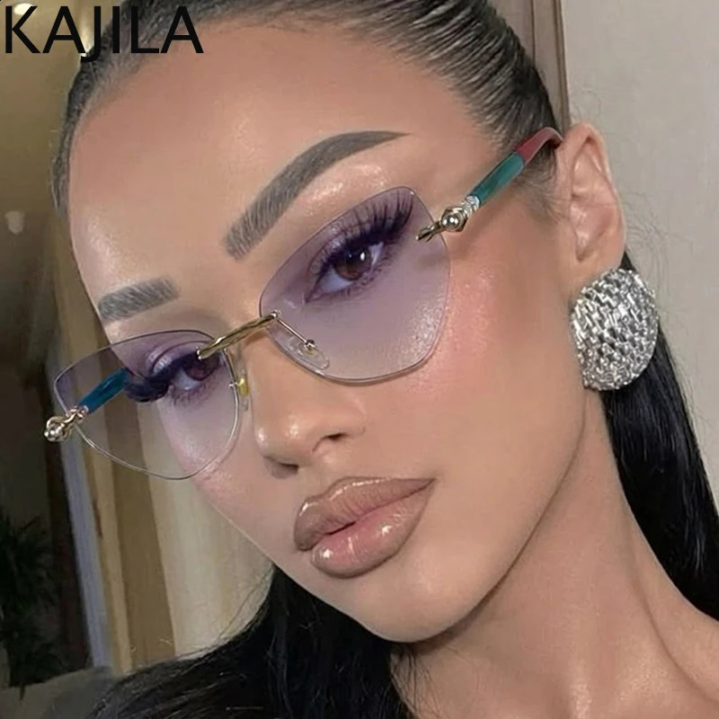 Sexy Cat Eye Punk Rimless Sunglasses Women 2026 y Retro Steampunk Polygon Sun Glasses For Ladies Fashion Shades UV400 260626 - view 5