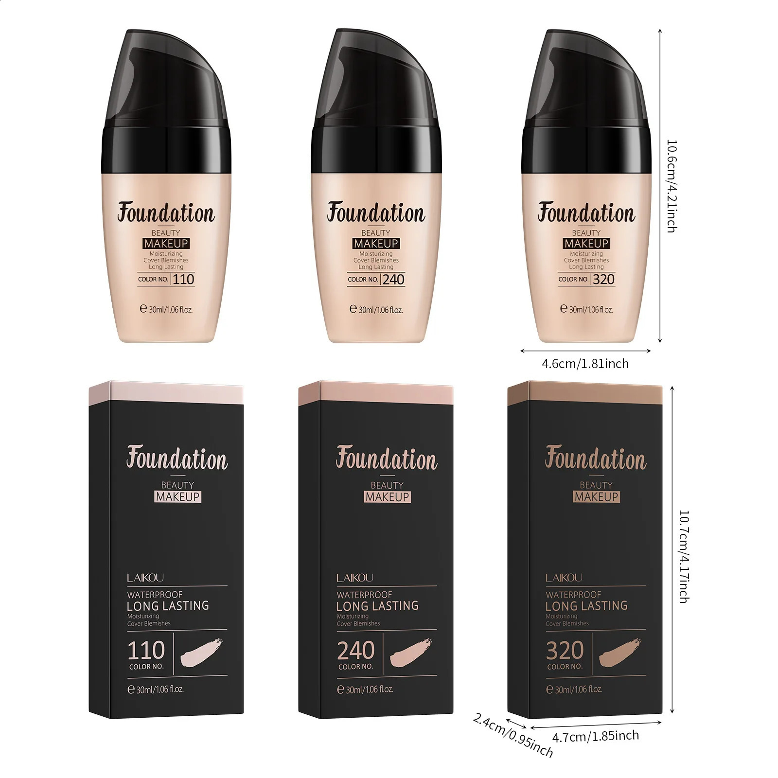 LAIKOU Liquid Foundation Multiple Shades Hydrating Natural Finish Creamy Full Coverage Makeup Base Long Lasting Wear 30ml 260625 - view 7