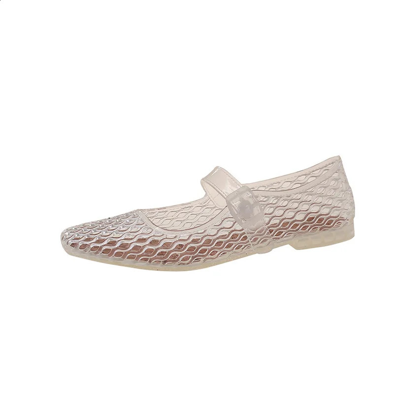French hollow sandals for womens summer fashion with a single buckle and breathable flat bottom crystal sole 260626 - view 7