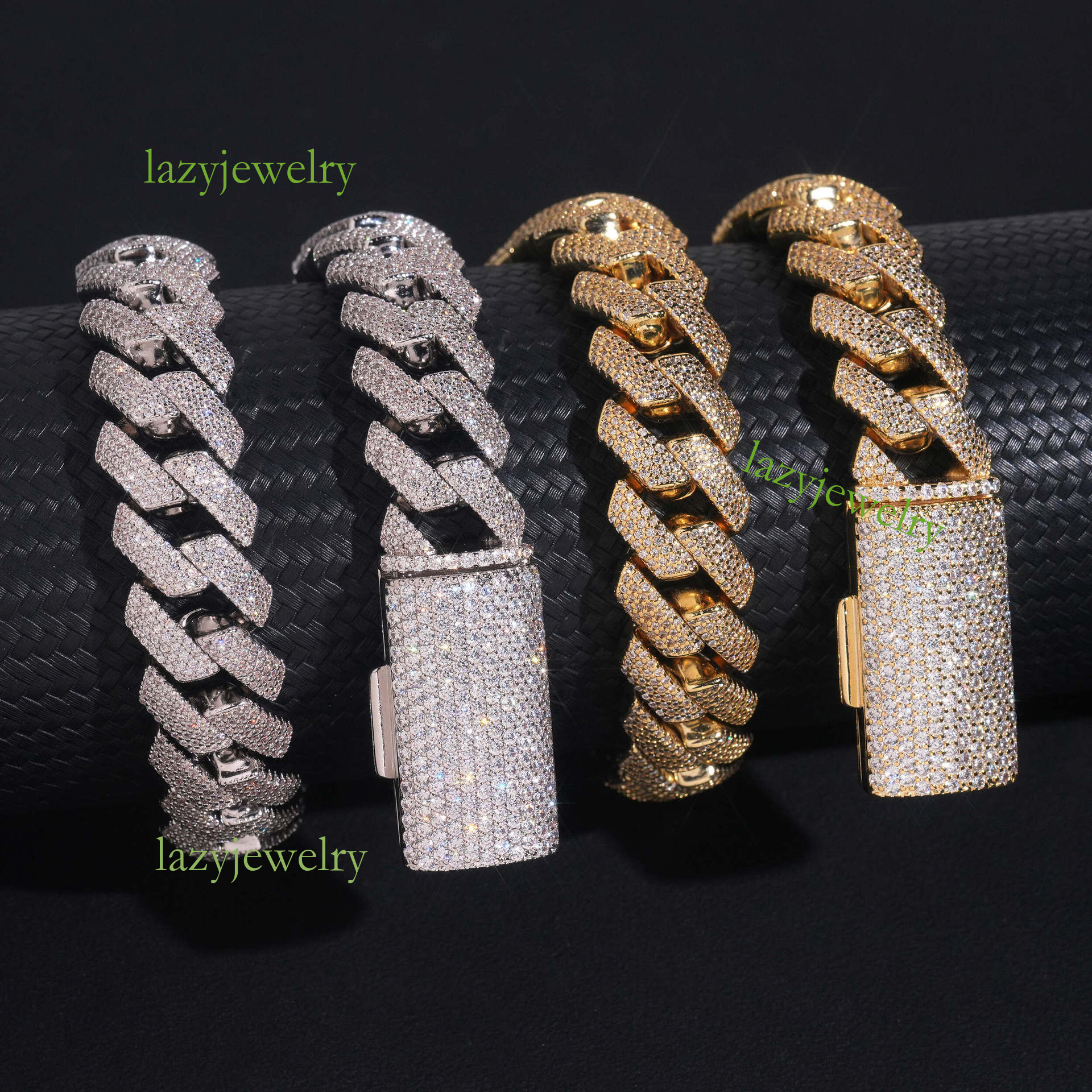 Classic 4-row Cuban necklace VVS Mosan stone full diamond 16mm Melmi necklace bracelet is suitable for rock rappers to wear - view 9