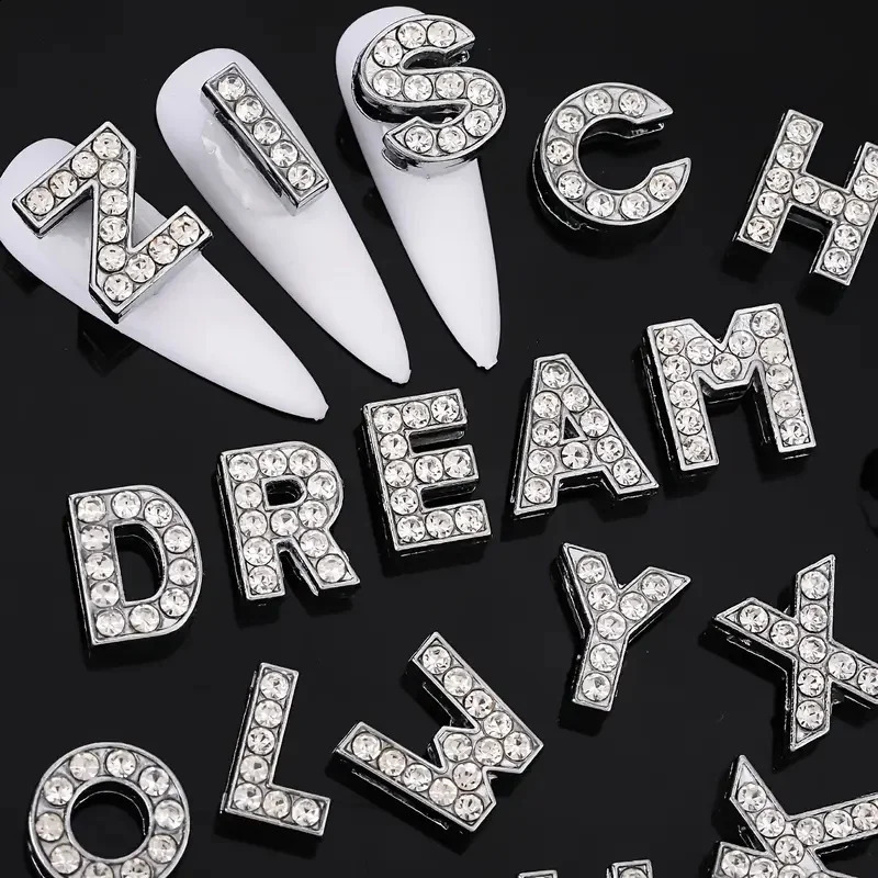 26Pcs 3D Sliver Diamond Letter Nail Art Charms y Alloy Mixed 26-Alphabet Crystal Rhinestones For Nail Art Tips Decorations 260623 - view 4