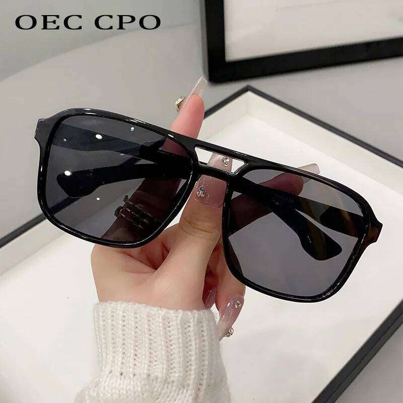 OEC CPO Square Sunglasses Double Bridges Retro Shades UV400 Trending Colors Orange Yellow Fashionable Sun Glasses for Women Men 26Y0626 - view 5