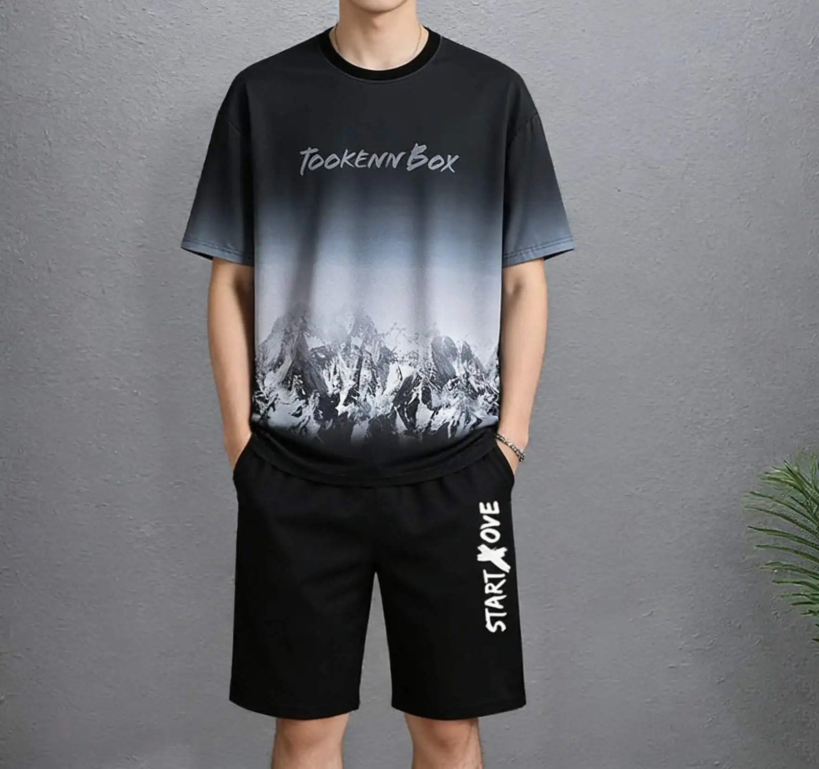 Mens Sets 2025 Summer Fashion T Shirts Casual Polyester Gradient Shorts Set Sporty Twopiece Outfit Tracksuits 260615 - view 4