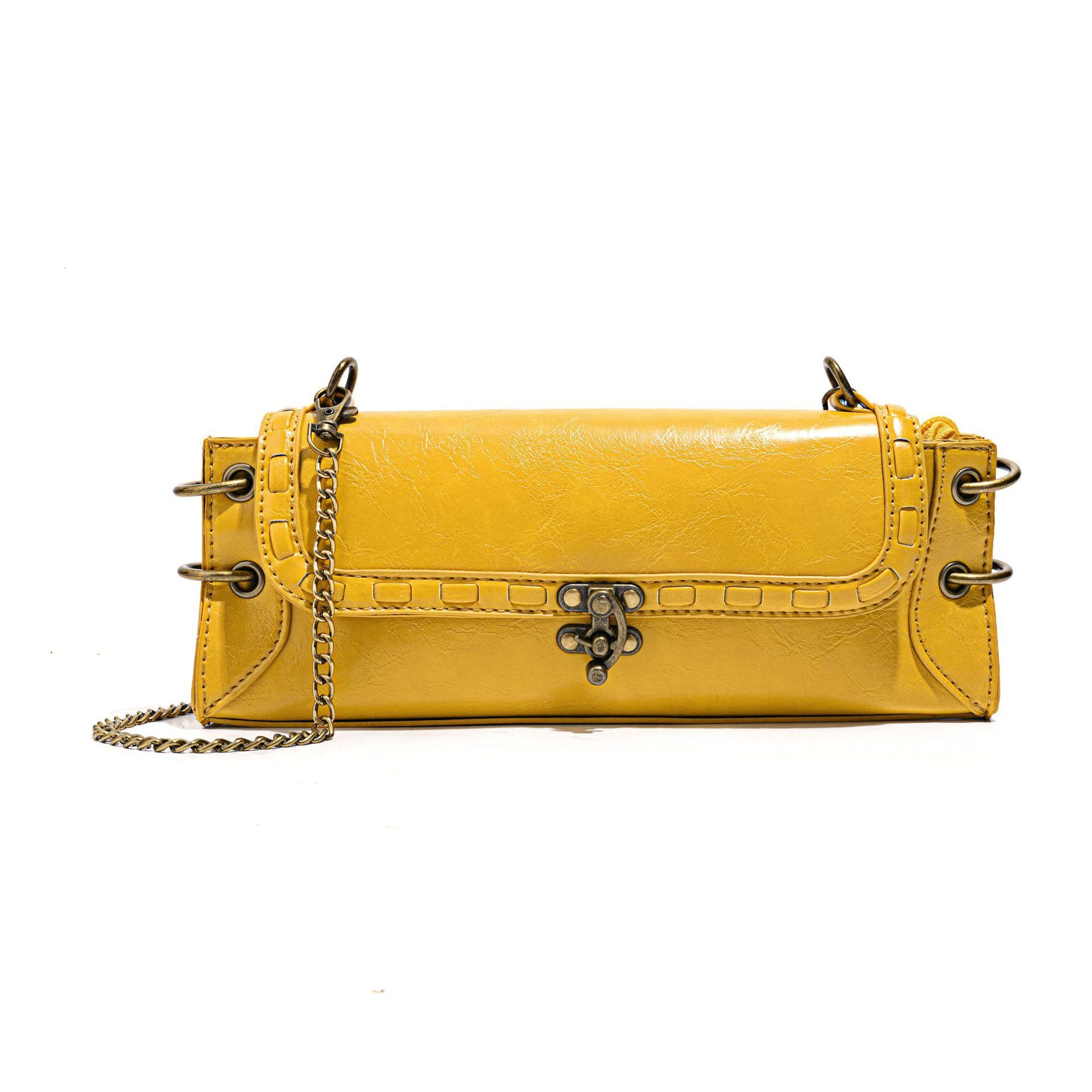 Lock Buckle Bronze Gold Crossbody Single Shoulder Clutch Underarm Chain Women S Trendy Small Square Bag - view 4
