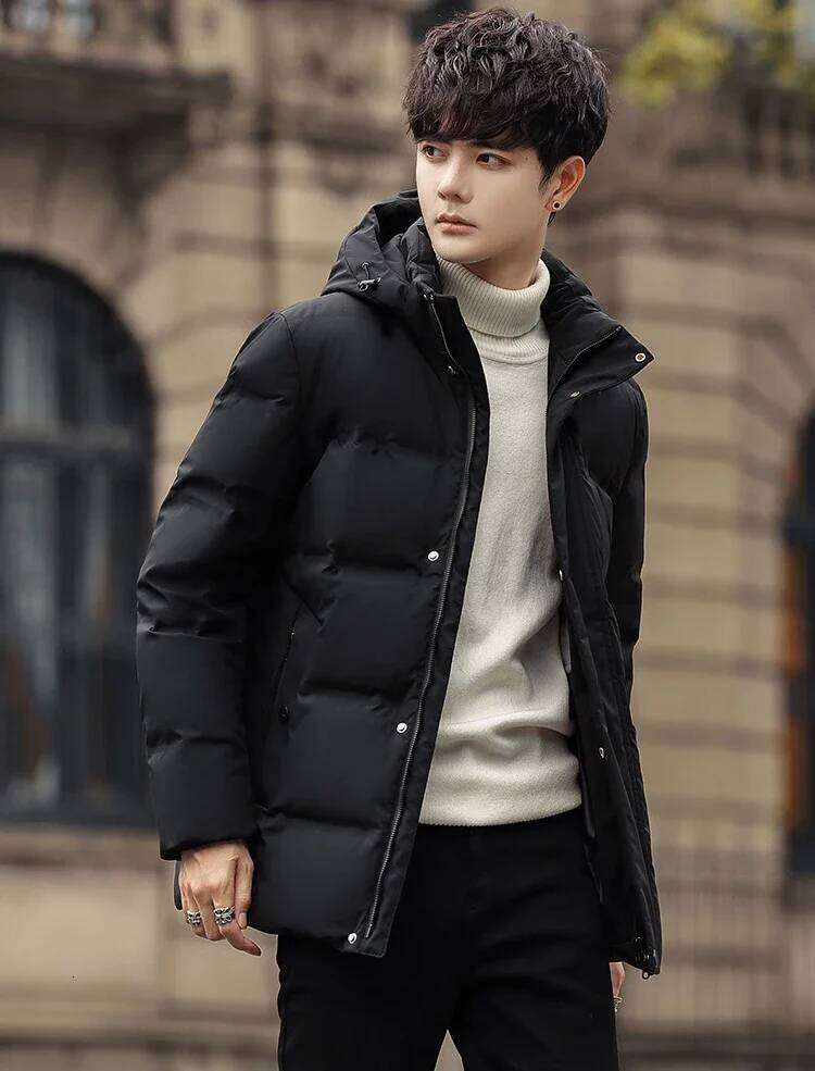White Jacket Men Warm Solid Color Hooded Coats Thick Down Parka Male Top Quality Winter Outdoor Coat J260626 - view 5