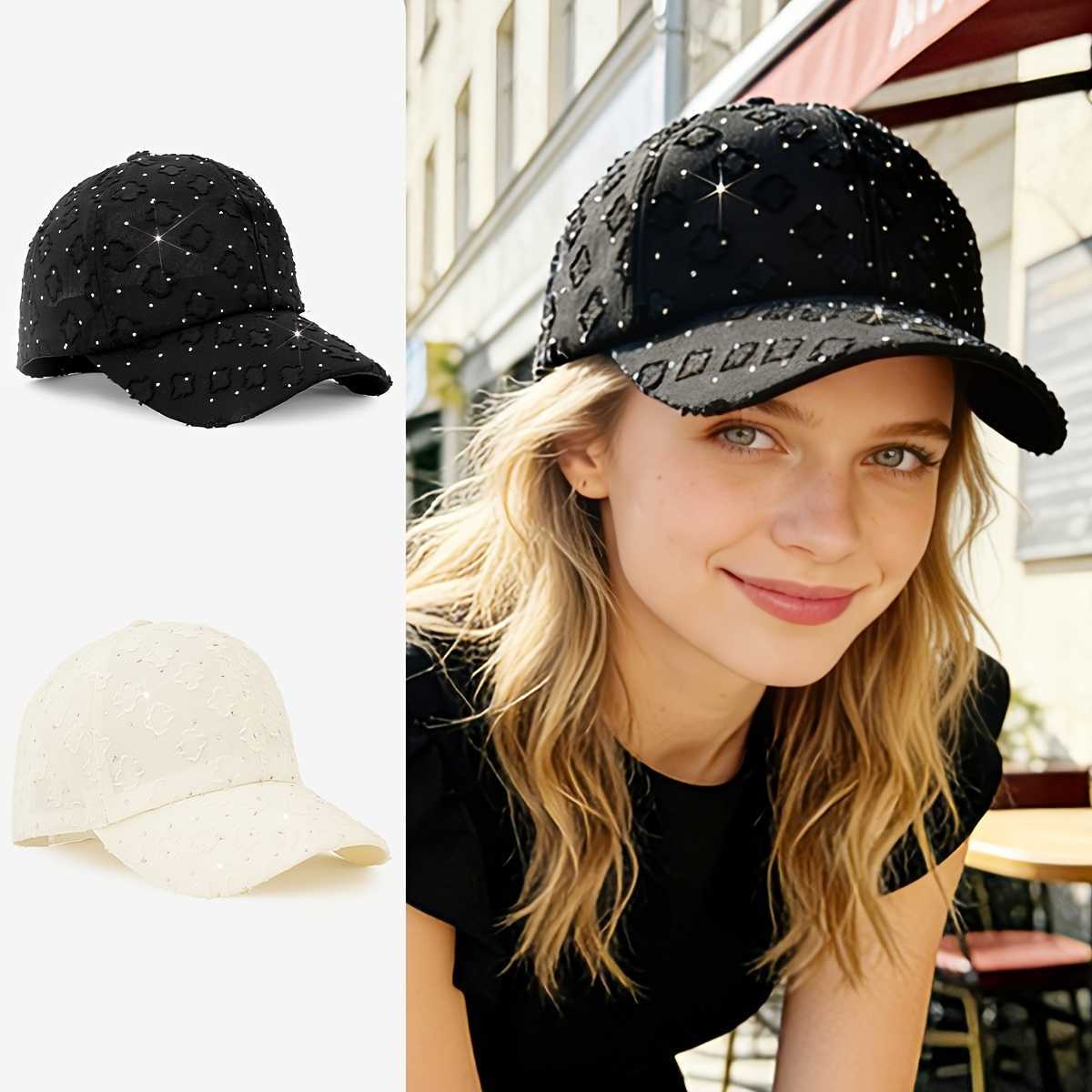 Baseball Rhinestone-embellished Womens Glittery Retro Distressed Fashionable Versatile Outdoor Wear in Spring Summer M260626