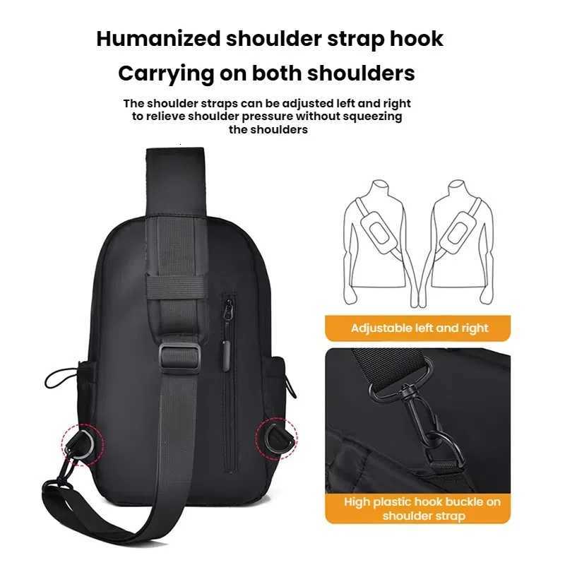 with Mens Multifunctional Chest Bag Adjustable Shoulder Straps Business shoulder bag Suitable for Sports Business Travel Commut M260626 - view 5