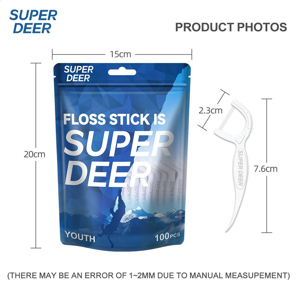 125 Bag Super Deer Disposable Dental Floss Twin line Toothpick Hightension Stick Box Oral Care 260626 - view 3