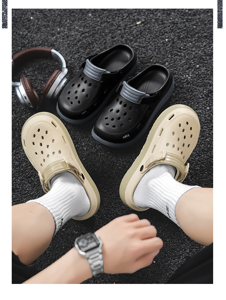 Gradient Chunky Platform Clogs Adjustable Webbing Strap Soft EVA Anti Slip Hollow Out Beach Shower Casual Sandals - view 7