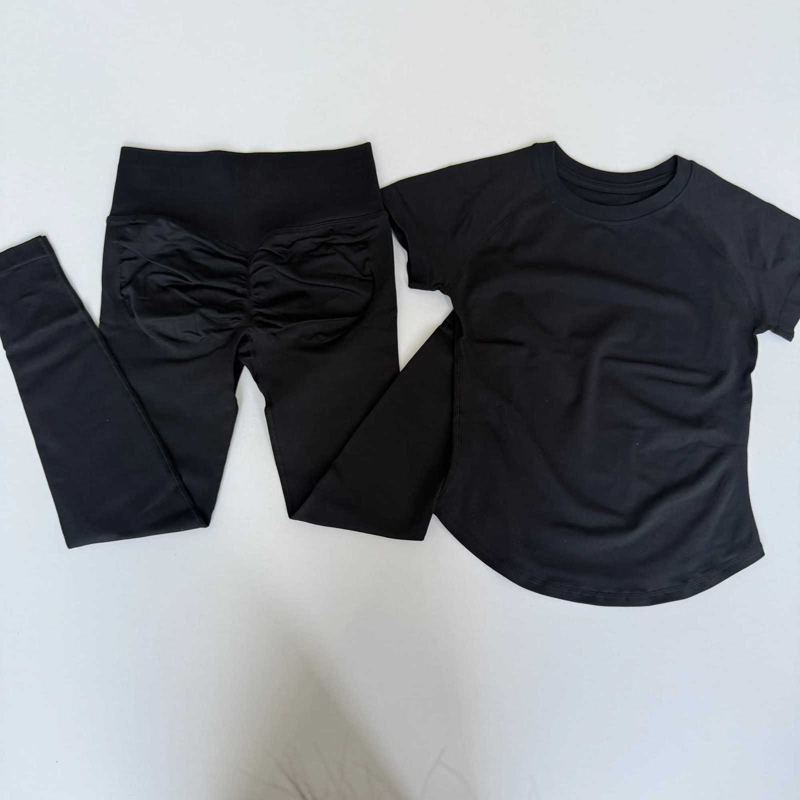 Sets 2 Pcs Sports Gym Short Sleeve Seamless Yoga Clothing Fitness Set Women Workout Running Sports Pants Leggings Suit M260626 - view 6