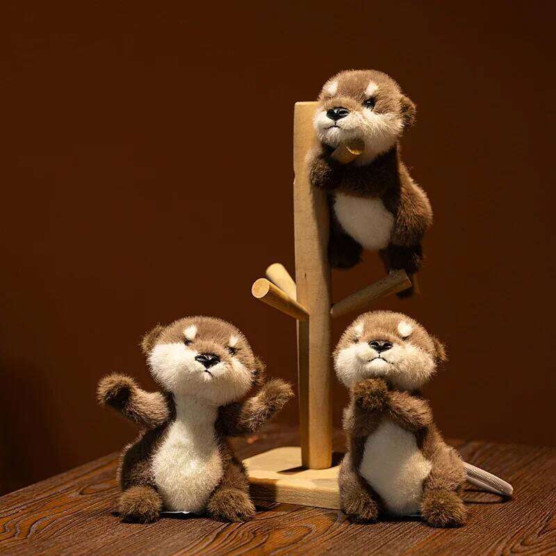 Cute Plush Keychain Realistic Stuffed Otter Animal Pendant Doll Soft Plushies Key Ring for Bag Decoration Gifts Girl 26Y0626 - view 5
