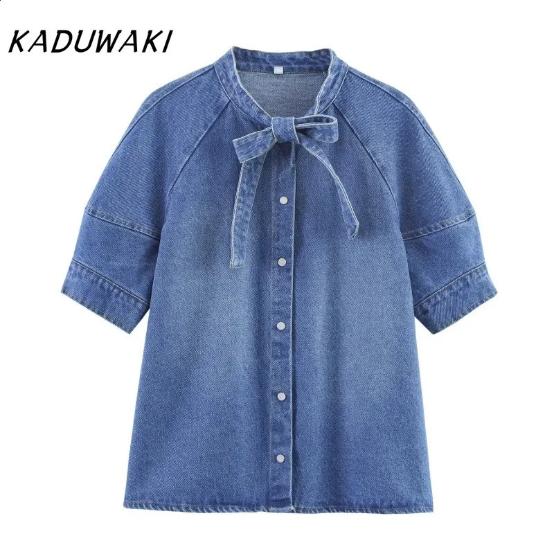 KADUWAKI American Retro Casual Womens O Neck Short Sleeve Shirt Top Solid Sagging Sense Long Skirt Sets Spicy Girl 2piece Set 260625 - view 5