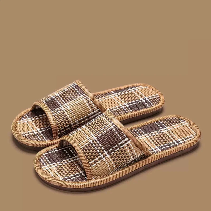 Summer Woven Rattan Strap Slipper For Home Use Sandals Women Portable Bamboo Sticks Weaving Slides Indoor Floor Anti-Slip Shoes 260624 - view 6
